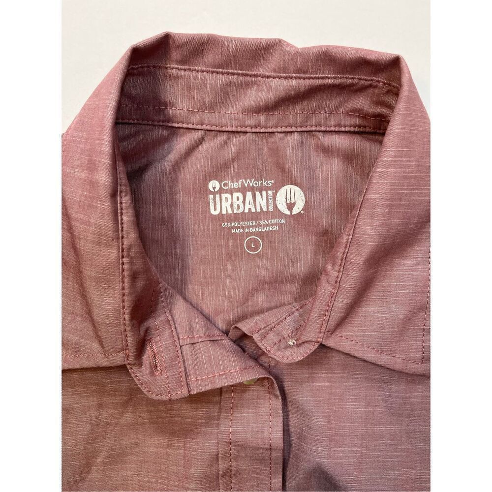 NEW Chef Works Urban Collection Roll Tab Sleeve Chambray Shirt Rose Size Large - Picture 3 of 13